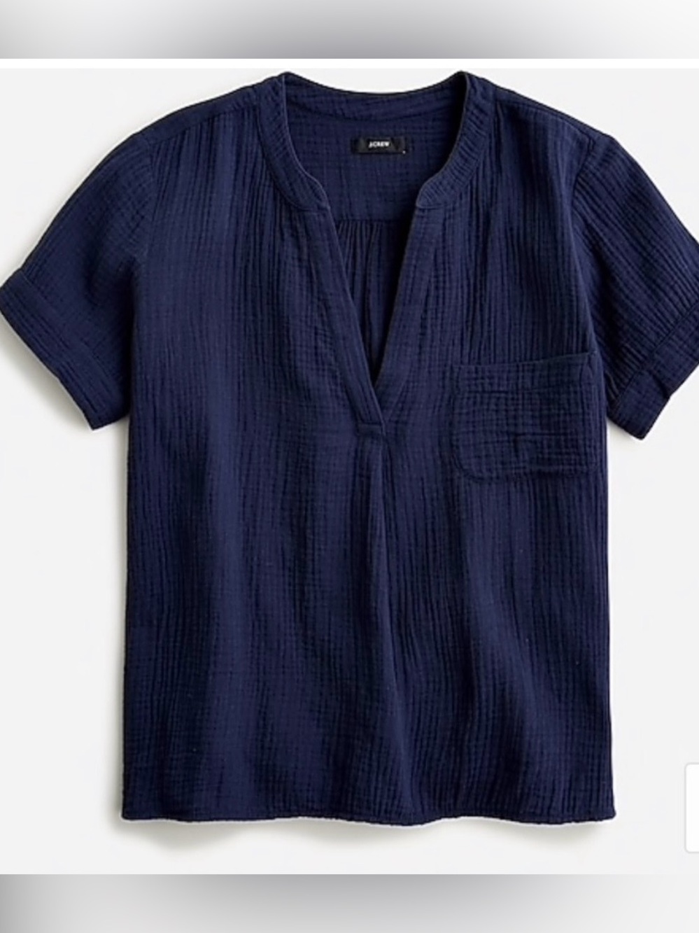 J. CREW V-neck 100% cotton double-gauze short sleeve popover WHITE (XL) EUC $89